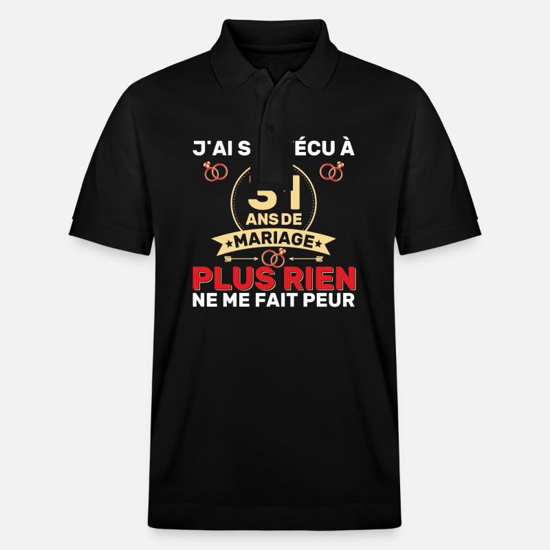 31 Ans De Mariage Noces De Coton Cadeau Mari 31eme - Polo PREPSTER bio Stanley/Stella Unisexe - noir