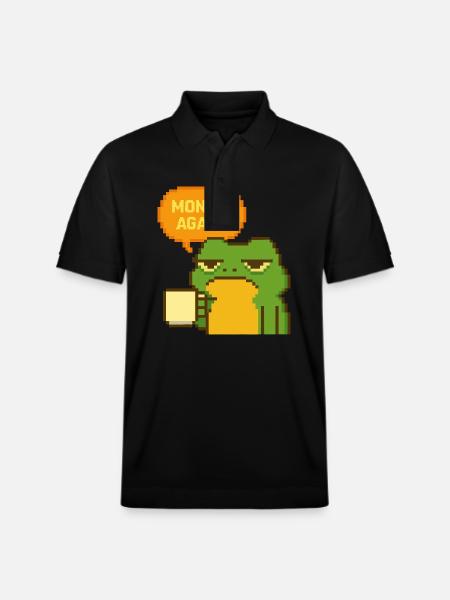 Monday frog in pixel style - Stanley/Stella Unisex Organic Polo Shirt PREPSTER - black