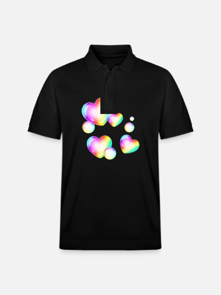 bunte Seifenblasen Herzform - Stanley/Stella Unisex Bio-Poloshirt PREPSTER - Schwarz