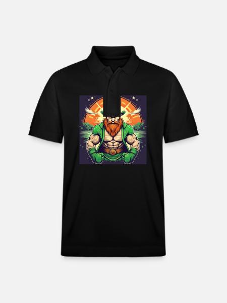 St. Patrick's Day Shamrock Bodybuilding - Stanley/Stella Unisex Organic Polo Shirt PREPSTER - black