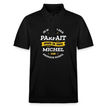MICHEL PARFAIT - PRENOM MICHEL - Polo PREPSTER bio Stanley/Stella Unisexe - noir - Devant - Roxy (174cm) & Andy (188cm)