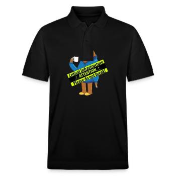 Kaffeebecher als Kritische Infrastruktur - Stanley/Stella Unisex Bio-Poloshirt PREPSTER - Schwarz - Vorne - Roxy (174cm) & Andy (188cm)