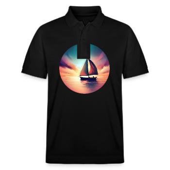 Segelboot segelt in den Sonnenuntergang Schöne - Stanley/Stella Unisex Bio-Poloshirt PREPSTER - Schwarz - Vorne - Roxy (174cm) & Andy (188cm)