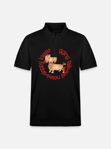 Cute Dachshund, sloppy kisses - Stanley/Stella Unisex Organic Polo Shirt PREPSTER - black