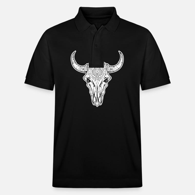 Kuh Schädel Boho - Stanley/Stella Unisex Bio-Poloshirt PREPSTER - Schwarz