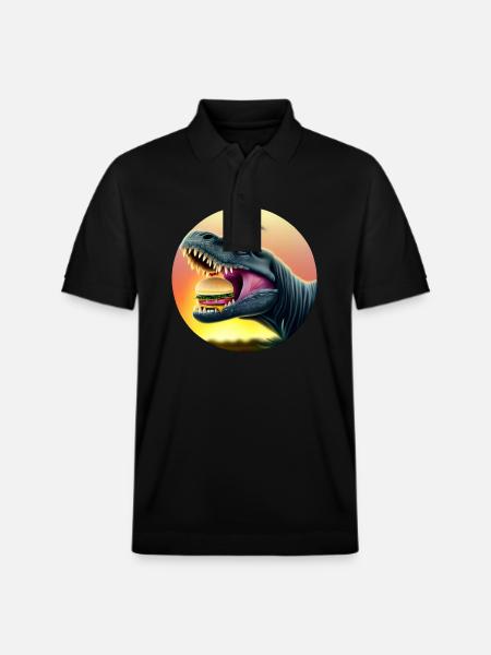 Cheeseburger Dinosauerier - Stanley/Stella Unisex Organic Polo Shirt PREPSTER - black
