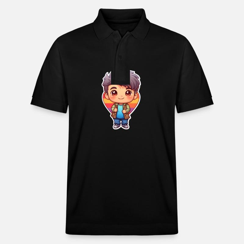 Garçon d’anime mignon - Polo PREPSTER bio Stanley/Stella Unisexe - noir