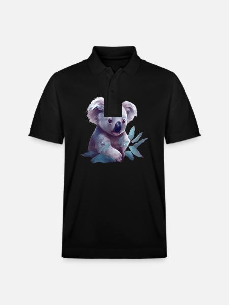 Cute koala with eucalyptus leaf - Stanley/Stella Unisex Organic Polo Shirt PREPSTER - black