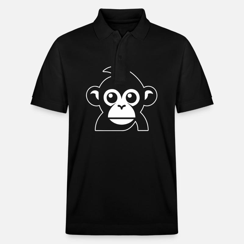 Monkey Monkey Monkey Face Jungle - Stanley/Stella Unisex Organic Polo Shirt PREPSTER - black