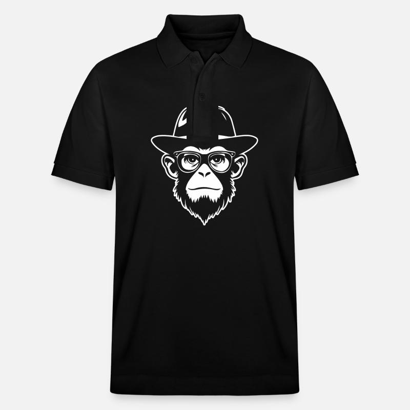 Monkey Monkey Monkey Face Jungle - Stanley/Stella Unisex Organic Polo Shirt PREPSTER - black
