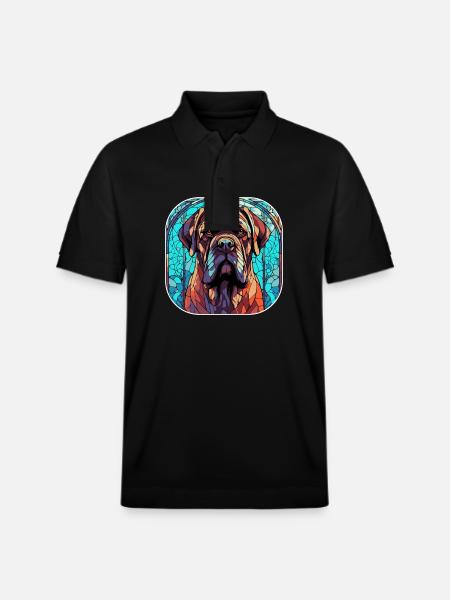 Farverig engelsk mastiff hunderace akvarel glas - Stanley/Stella PREPSTER økologisk unisex poloshirt - sort
