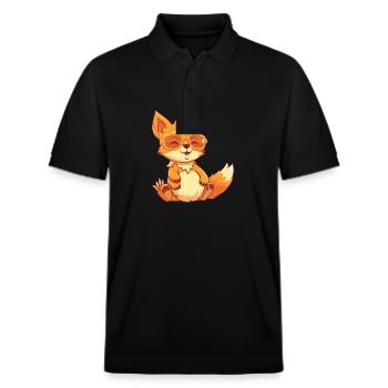 Fuchs Lustige Karikatur Kawaii Strand Illustration - Stanley/Stella Unisex Bio-Poloshirt PREPSTER - Schwarz - Vorne - Roxy (174cm) & Andy (188cm)