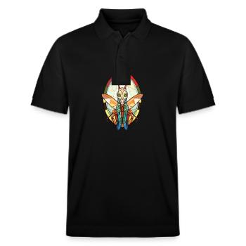 Gottesanbeterin Bunte Aquarell-Tier-Karikatur - Stanley/Stella Unisex Bio-Poloshirt PREPSTER - Schwarz - Vorne - Roxy (174cm) & Andy (188cm)