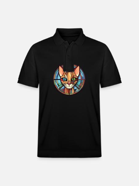 Havana Brown Cat Colorful Watercolor Illustration - Stanley/Stella Unisex Organic Polo Shirt PREPSTER - black