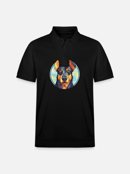 Beauceron Dog Breed Watercolor Glass Illustration - Stanley/Stella Unisex Organic Polo Shirt PREPSTER - black