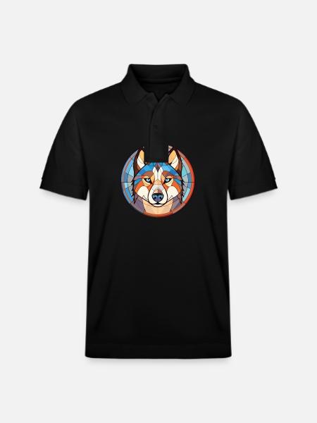 Husky-Hunderasse Bunte Aquarell-Illustration - Stanley/Stella Unisex Bio-Poloshirt PREPSTER - Schwarz