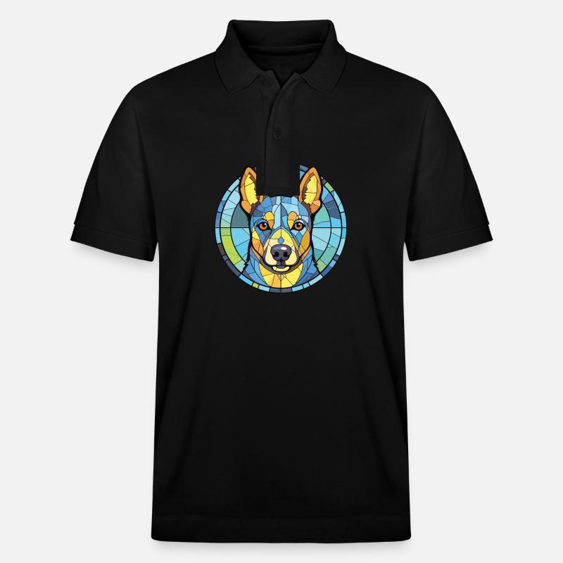 Blaue Heeler-Hunderasse Aquarell-Illustration - Stanley/Stella Unisex Bio-Poloshirt PREPSTER - Schwarz