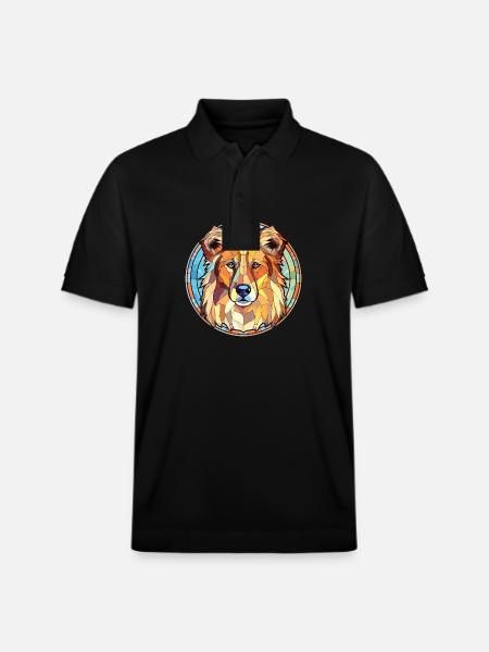 Carpathian Shepherd Dog Breed Colorful Watercolor - Stanley/Stella Unisex Organic Polo Shirt PREPSTER - black