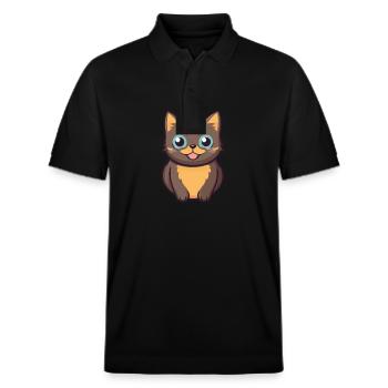 Somali Kurzhaar Katze Karikatur Aquarell Clipart - Stanley/Stella Unisex Bio-Poloshirt PREPSTER - Schwarz - Vorne - Roxy (174cm) & Andy (188cm)