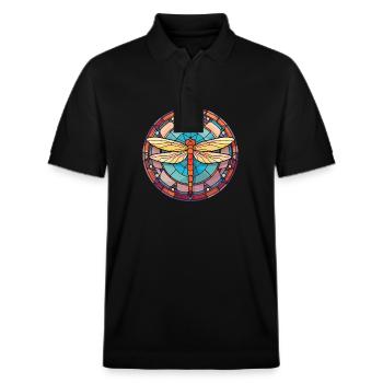 Dragonfly Colorful Watercolor Animal Illustration - Stanley/Stella Unisex Organic Polo Shirt PREPSTER - black - Front - Roxy (174cm) & Andy (188cm)