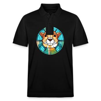 Gopher Colorful Watercolor Animal Pet Illustration - Stanley/Stella Unisex Organic Polo Shirt PREPSTER - black - Front - Roxy (174cm) & Andy (188cm)