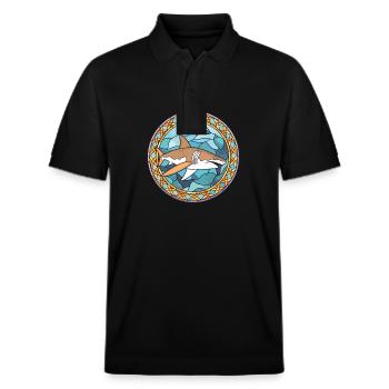 Hai buntes Aquarell Tier Haustier Illustration - Stanley/Stella Unisex Bio-Poloshirt PREPSTER - Schwarz - Vorne - Roxy (174cm) & Andy (188cm)