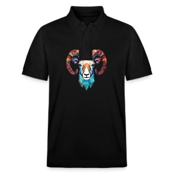 Mouflon d’Amérique coloré aquarelle Animal Cartoon - Polo PREPSTER bio Stanley/Stella Unisexe - noir - Devant - Roxy (174cm) & Andy (188cm)