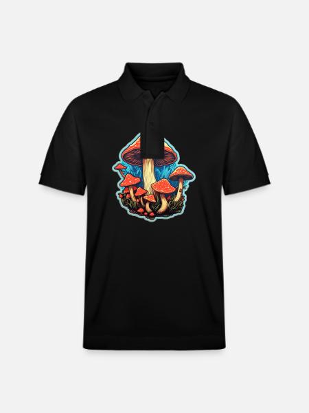 Toadstool Mushroom Mushroom Picker - Stanley/Stella Unisex Organic Polo Shirt PREPSTER - black