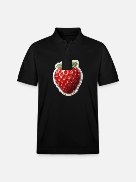 Fraise - illustration - Polo PREPSTER bio Stanley/Stella Unisexe - noir