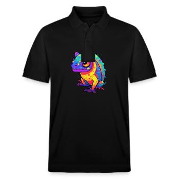 Lézard Aquarelle Colorée Dessin Animé Kawaii Animal - Polo PREPSTER bio Stanley/Stella Unisexe - noir - Devant - Roxy (174cm) & Andy (188cm)
