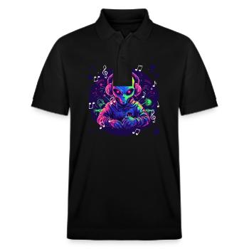 Alien avec des écouteurs Extraterrestrial DJ Music - Polo PREPSTER bio Stanley/Stella Unisexe - noir - Devant - Roxy (174cm) & Andy (188cm)