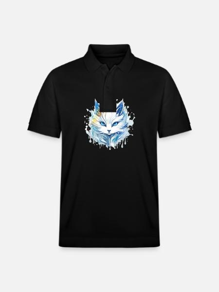 Cat - illustration - Stanley/Stella Unisex Organic Polo Shirt PREPSTER - black