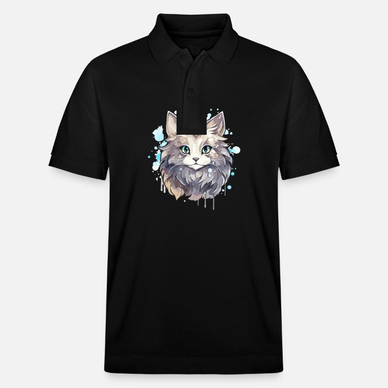 Katze - Illustration - Stanley/Stella Unisex Bio-Poloshirt PREPSTER - Schwarz