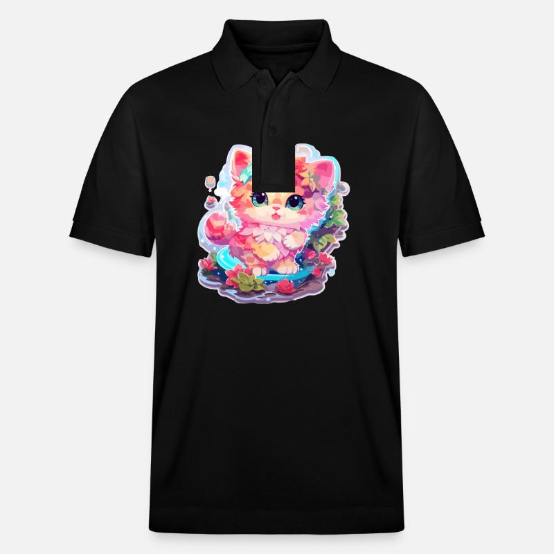 Chat - illustration - Polo PREPSTER bio Stanley/Stella Unisexe - noir