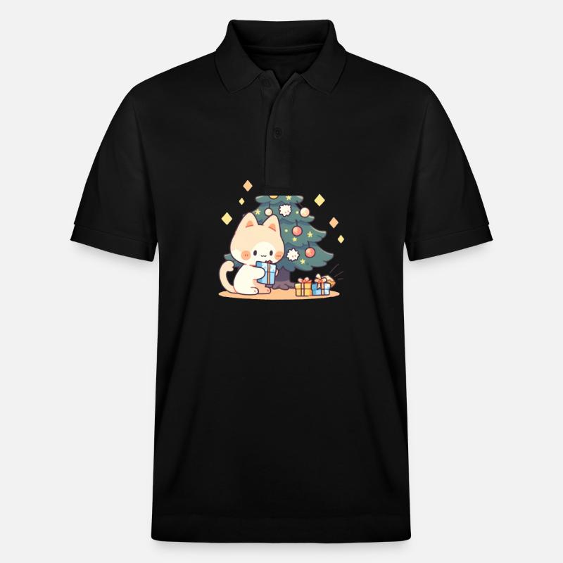 Cat Chritmas tree - Stanley/Stella Unisex Bio-Poloshirt PREPSTER - Schwarz
