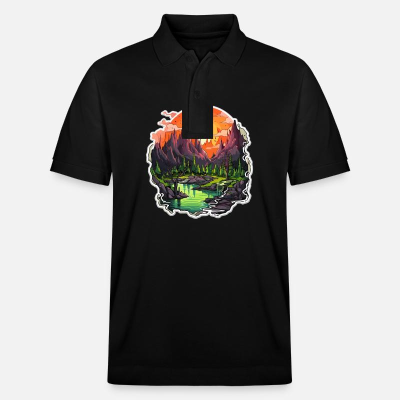 Paysage - Illustration - Polo PREPSTER bio Stanley/Stella Unisexe - noir