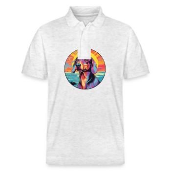 Lettische Jagdhundrasse Bunte Karikatur Watercolo - Stanley/Stella Unisex Bio-Poloshirt PREPSTER - Weiß meliert - Vorne - Roxy (174cm) & Andy (188cm)