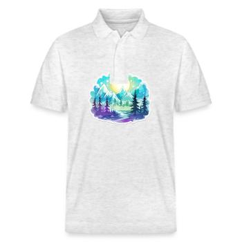 Landschaft - Illustration - Stanley/Stella Unisex Bio-Poloshirt PREPSTER - Weiß meliert - Vorne - Roxy (174cm) & Andy (188cm)