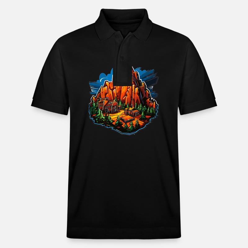 Landschaft - Illustration - Stanley/Stella Unisex Bio-Poloshirt PREPSTER - Schwarz