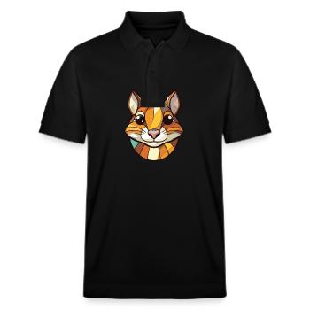 Chipmunk bunte Aquarell-Tierillustration - Stanley/Stella Unisex Bio-Poloshirt PREPSTER - Schwarz - Vorne - Roxy (174cm) & Andy (188cm)