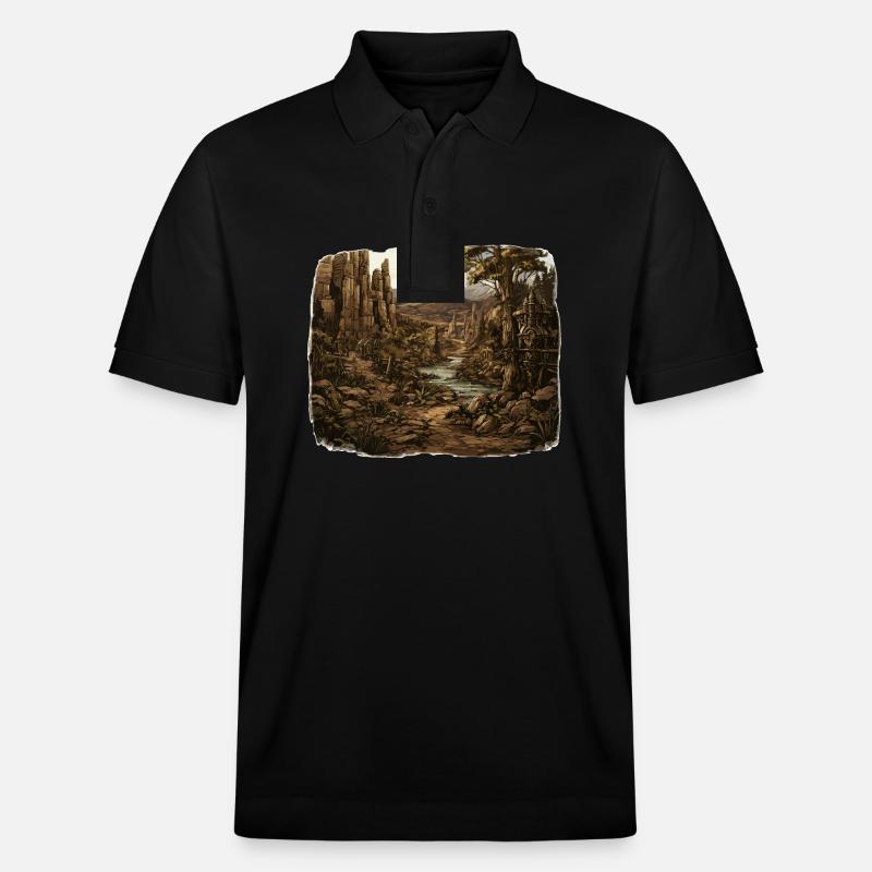 Landschaft - Illustration - Stanley/Stella Unisex Bio-Poloshirt PREPSTER - Schwarz