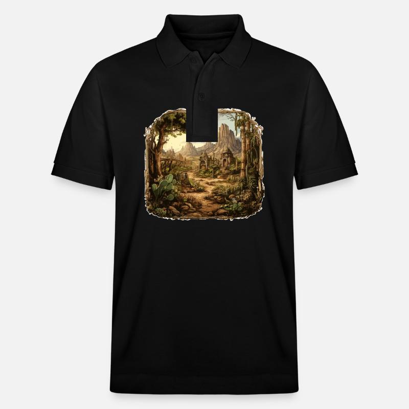 Landschaft - Illustration - Stanley/Stella Unisex Bio-Poloshirt PREPSTER - Schwarz