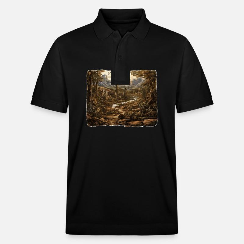 Landschaft - Illustration - Stanley/Stella Unisex Bio-Poloshirt PREPSTER - Schwarz