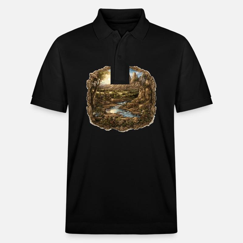 Landschaft - Illustration - Stanley/Stella Unisex Bio-Poloshirt PREPSTER - Schwarz