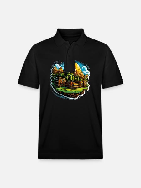 Paysage - Illustration - Polo PREPSTER bio Stanley/Stella Unisexe - noir