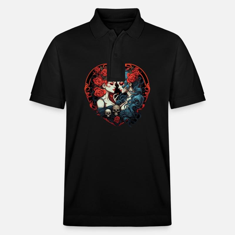 Abstract Devil Satan Skeleton Demons - Stanley/Stella Unisex Organic Polo Shirt PREPSTER - black