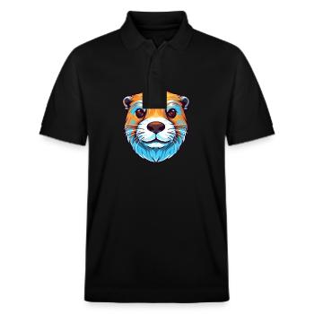 Loutre Aquarelle colorée Dessin animé Kawaii Animal - Polo PREPSTER bio Stanley/Stella Unisexe - noir - Devant - Roxy (174cm) & Andy (188cm)