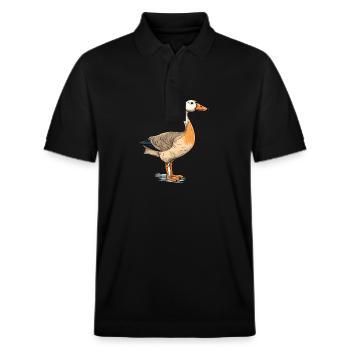 Oie Aquarelle Colorée Dessin Animé Kawaii Animal - Polo PREPSTER bio Stanley/Stella Unisexe - noir - Devant - Roxy (174cm) & Andy (188cm)