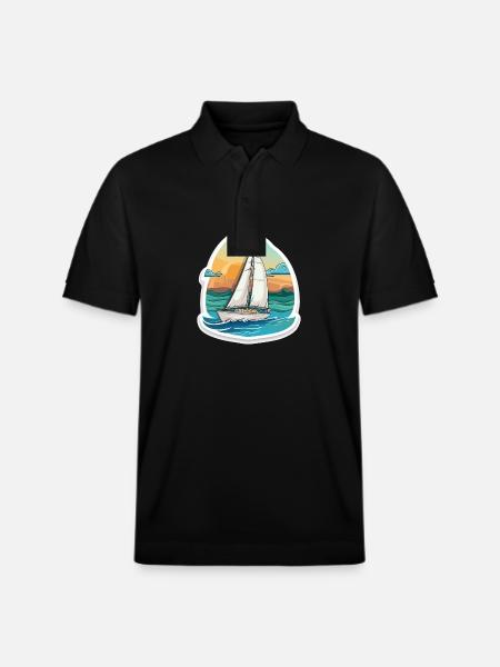 Sailboat - illustration - Stanley/Stella Unisex Organic Polo Shirt PREPSTER - black