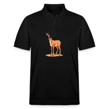 Antilope mignon heureux kawaii dessin animé Clipart Animal - Polo PREPSTER bio Stanley/Stella Unisexe - noir - Devant - Roxy (174cm) & Andy (188cm)